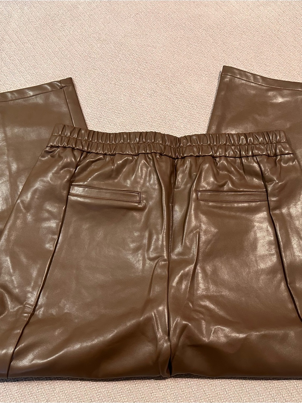 Brown Faux Leather cropped Pants NWT - Picture 9 of 10